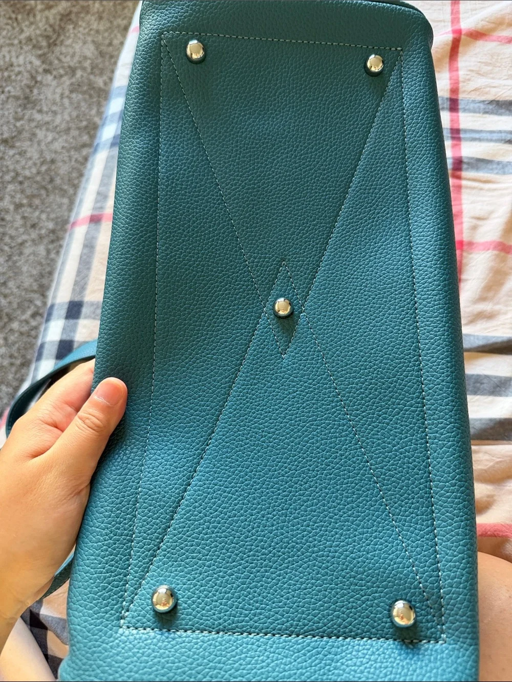 Teal Leather Tote Shoulder Bag - Stylish Everyday Carry